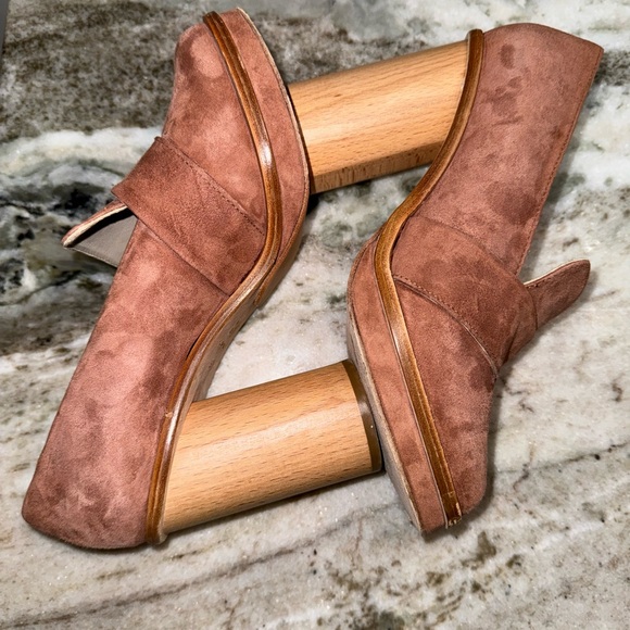Anthropologie OUIGAL Suede Platform Loafer Heel 38 - Picture 12 of 13